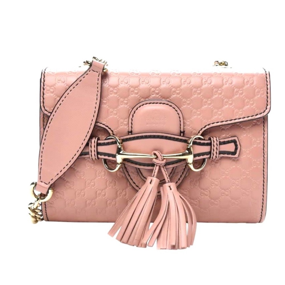 Gucci Emily Guccissima Pink Small Crossbody Bag Horse-bit embellishment